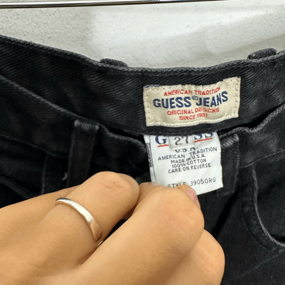 Vintage 80's Guess Faded Black Jeans Tapered Leg Guess Mom cotton womens 27 - Picture 4 of 7